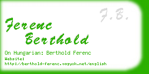 ferenc berthold business card